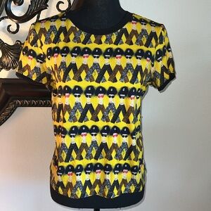 Alice + Olivia Women’s X Donald Robertson Willa Crazy Pants Yellow T Shirt M